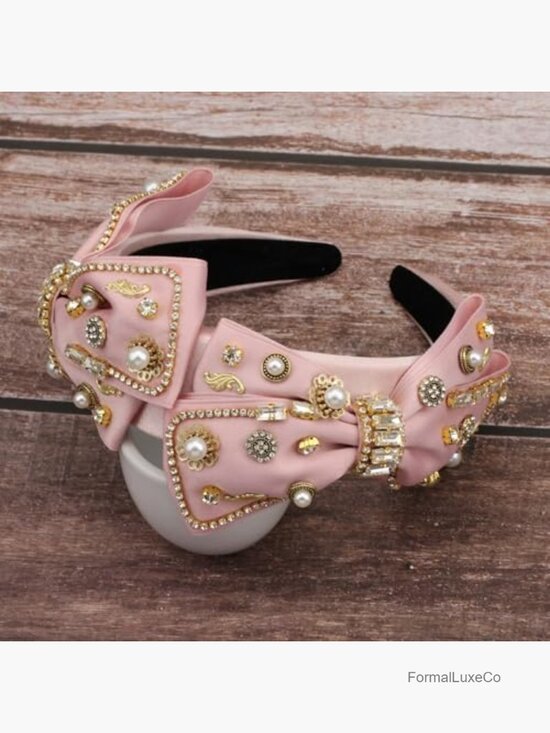 Luxury Rhinestone Velvet Padded Bow Headband